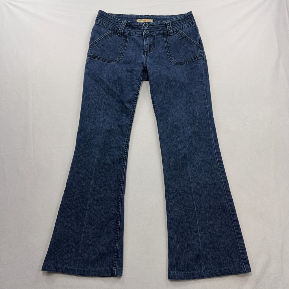 YMI Jeans Flare Leg Denim Low Rise Multi Button P294092 Blue Women Size 5